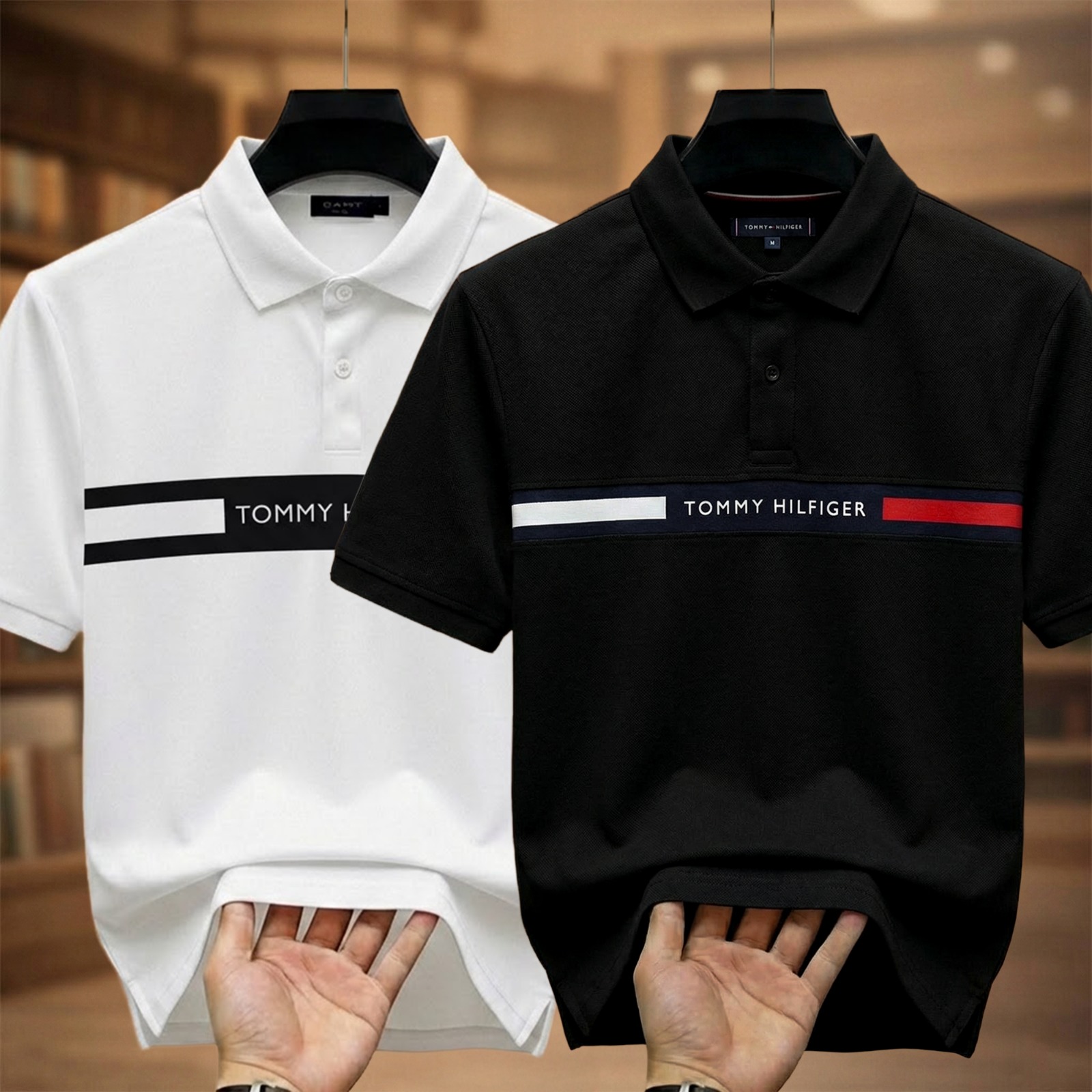 Tommy Hilfiger black and white polo